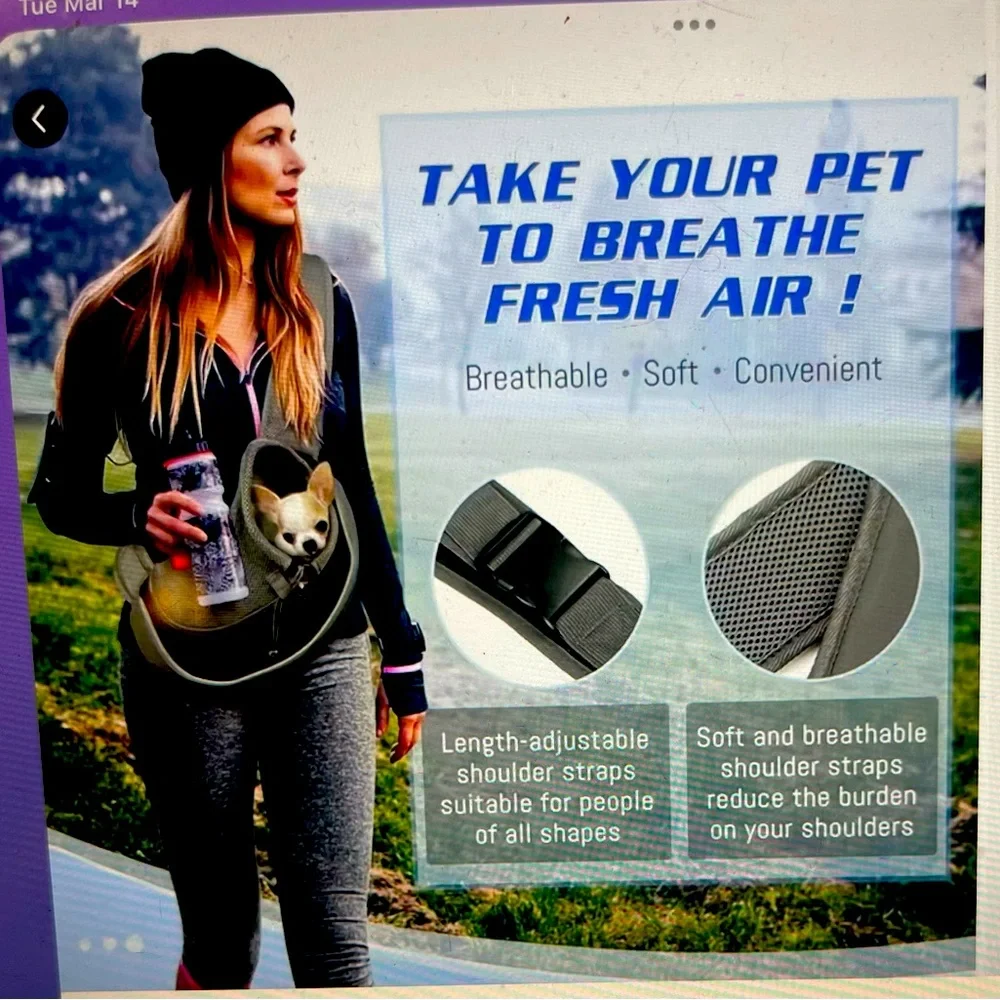 COPY - Reflective Pet Sling Carrier comes in 3 sizes S, M & L as well as 3 col…